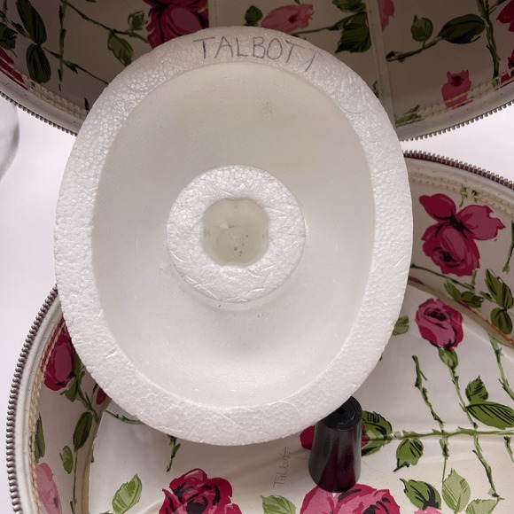 Vtg 60's Hat Wig Box Luggage Travel Carry Case Retro Mod Round Zipper Handle - Picture 9 of 12